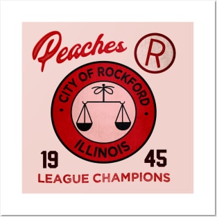 Rockford Peaches • AAGPBL Patch • Rockford, Illinois Posters and Art